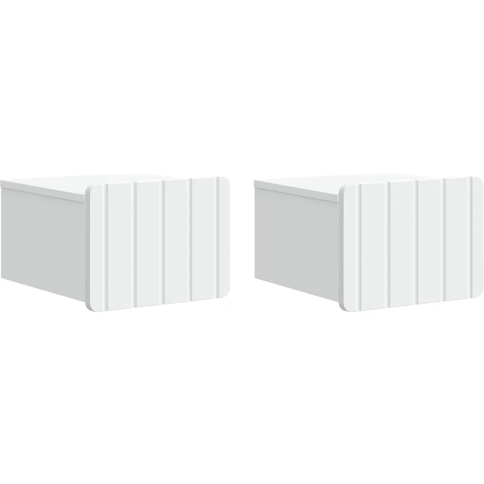 vidaXL Wandbeugel Bedkast 2 st Wit 33 x 34,5 x 24 cm Bewerkt hout, foto 3