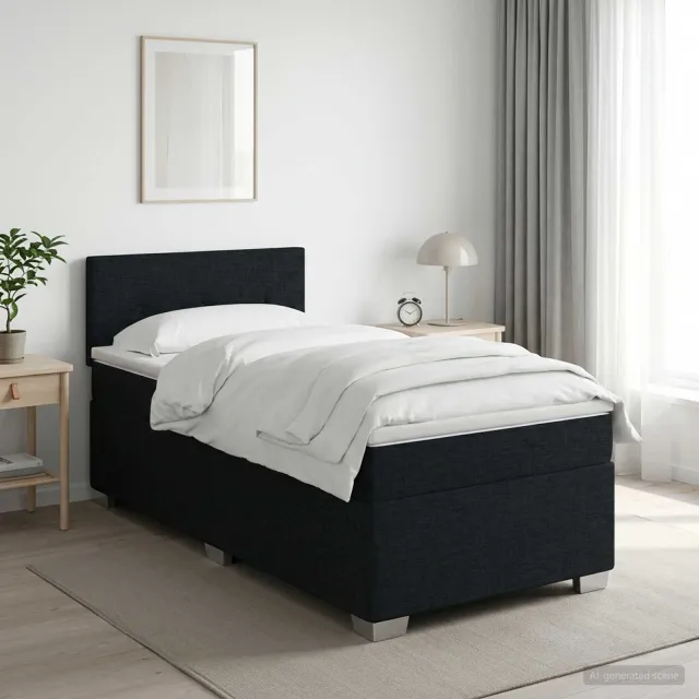 vidaXL Boxspringbed met matras met hoofdeinde Zwart 90 x 190 cm Stof