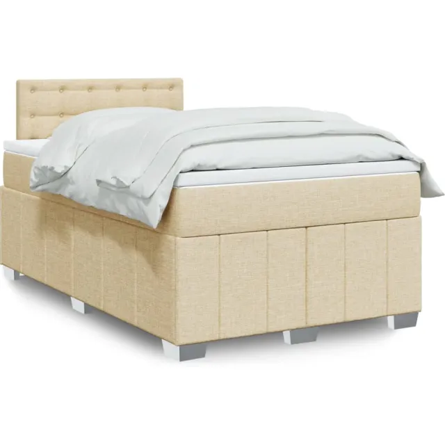 vidaXL Boxspring met matras stof crèmekleurig 120x190 cm