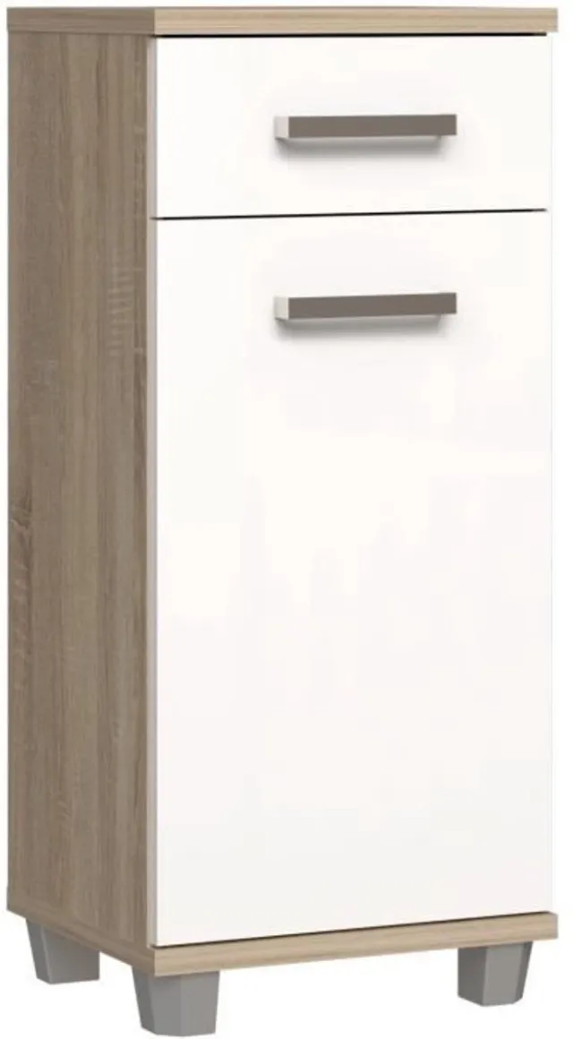 Forte Badkamermeubel - B40,2 x D34,8 x H90,8 cm - Wit en Eiken - VERIS