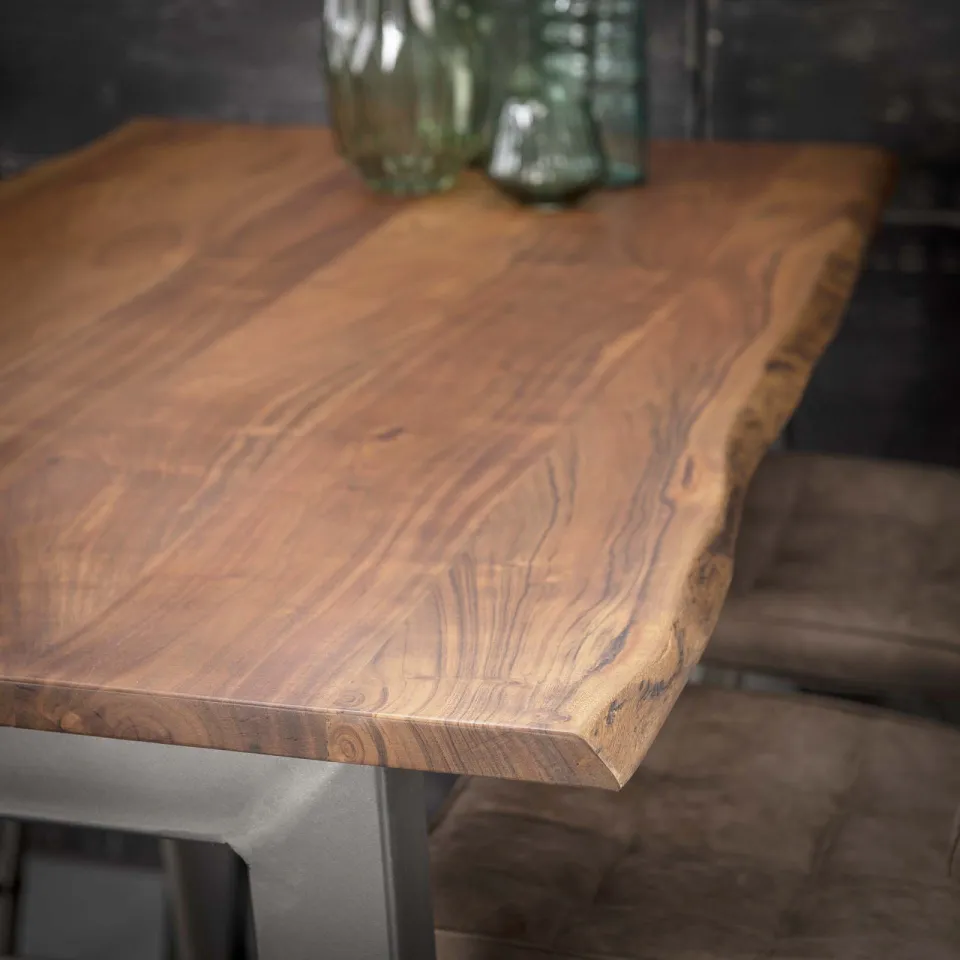 LifestyleFurn Industriele Boomstam Bartafel 'Judge' 147 x 80cm massief acacia naturel, foto 5