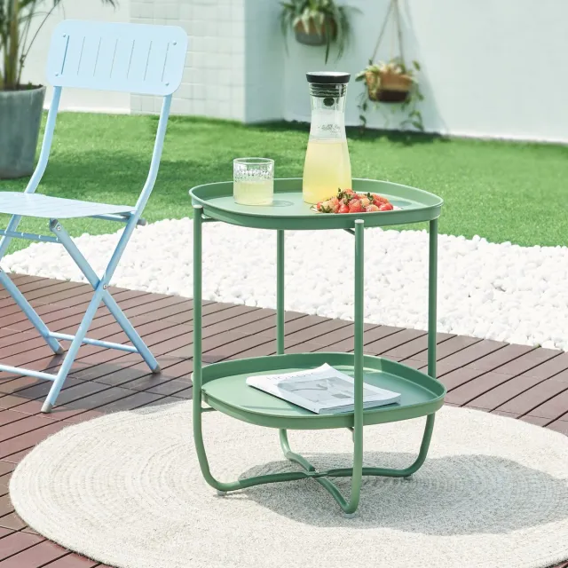 en.casa Tuintafel Sandefjord bijzettafel metaal 57,5x46x46cm groen [en.casa]