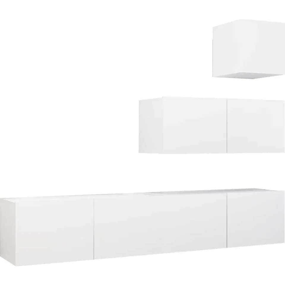 vidaXL 4-delige Tv-meubelset bewerkt hout wit, foto 3