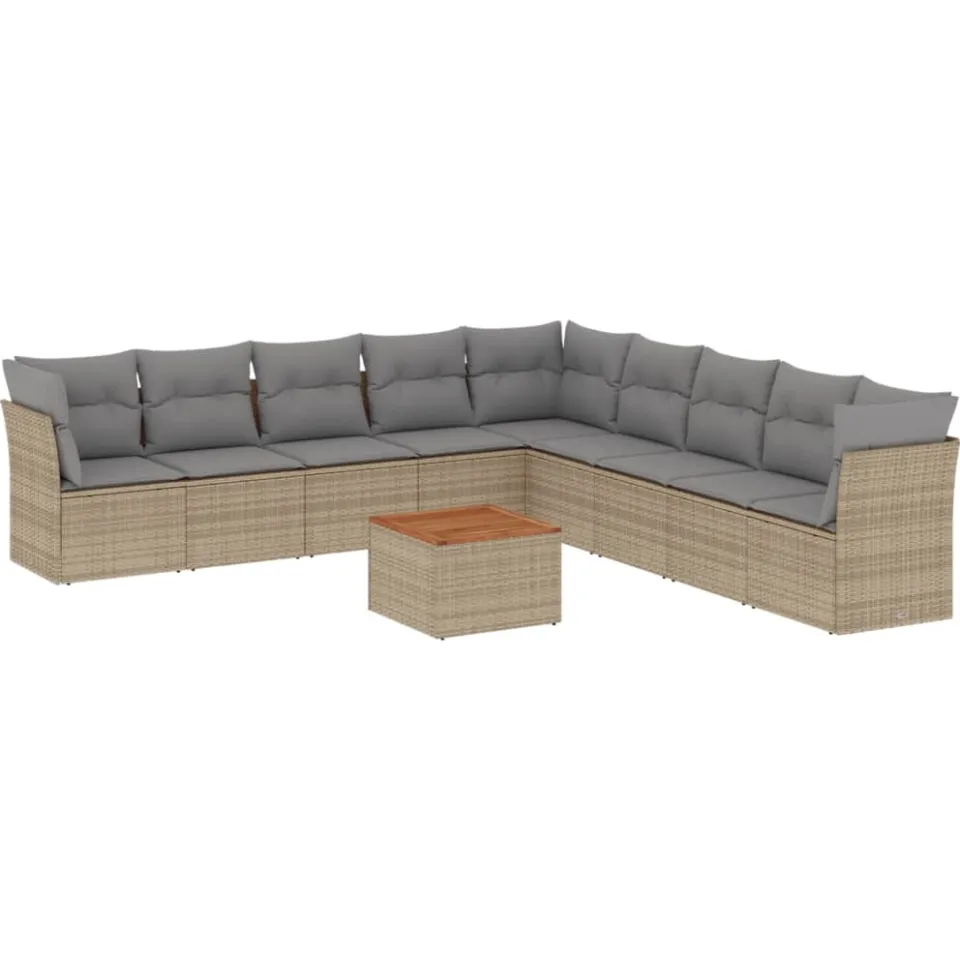 vidaXL Patio Sofa Set 9-zits Mix Beige en Lichtgrijs