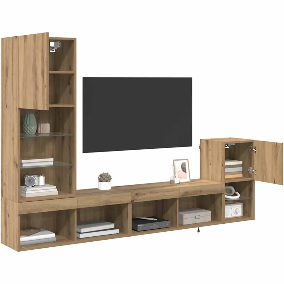 vidaXL TV Wandmeubels 4 st Artisan Eiken Bewerkt hout, foto 3