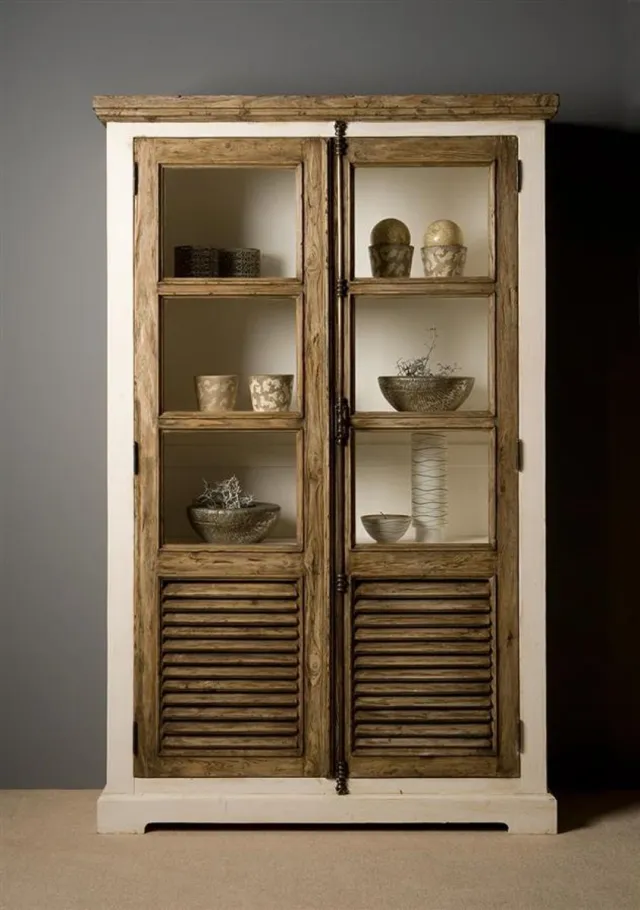Tower Living Vitrinekast Amanda - Wit Hout - 120x40x190cm