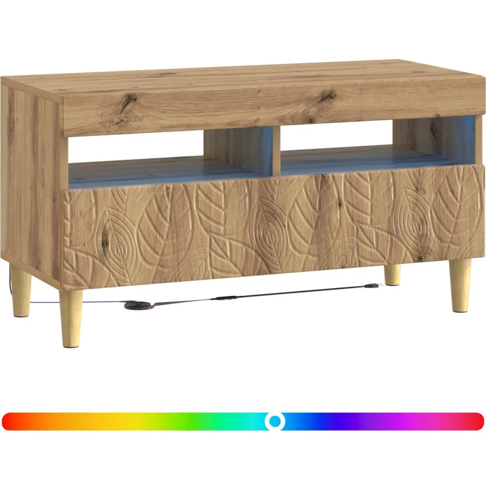 vidaXL LED tv-meubel Artisanaal eiken Bewerkt hout Bruin