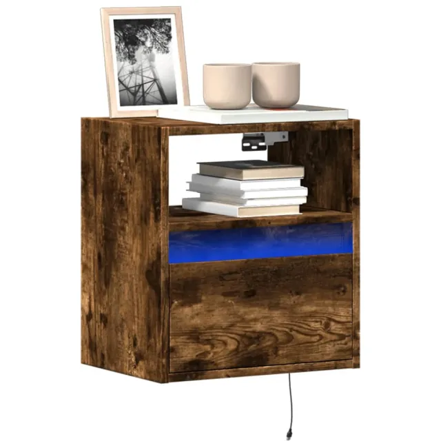 vidaXL Tv-wandmeubel met LED-verlichting 41x31x45 cm gerookt eiken Bruin