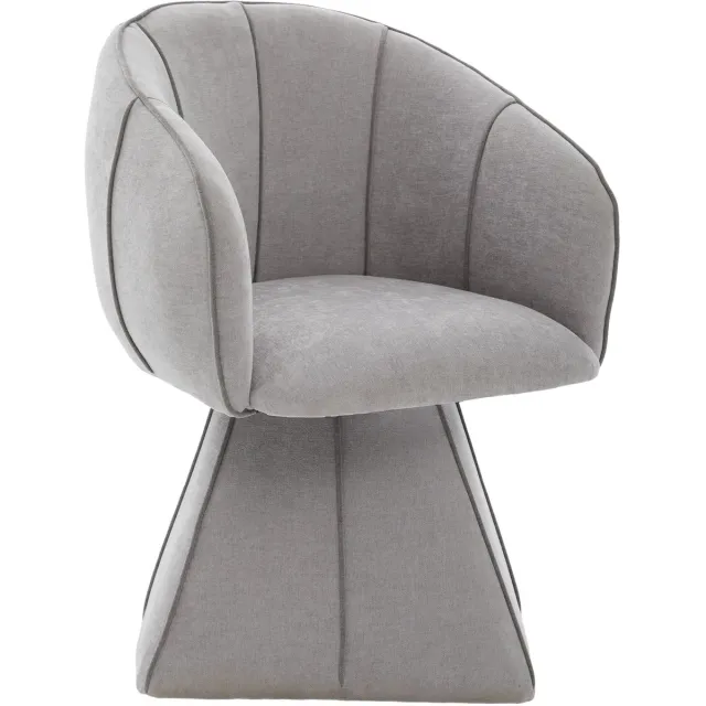 MUVANO Grijze chenille draaistoel - Ergonomische stoel met hoge rugleuning - Fauteuil - 56x54x74,5cm - 360 graden draaibaar - Slaapkamer Grijs