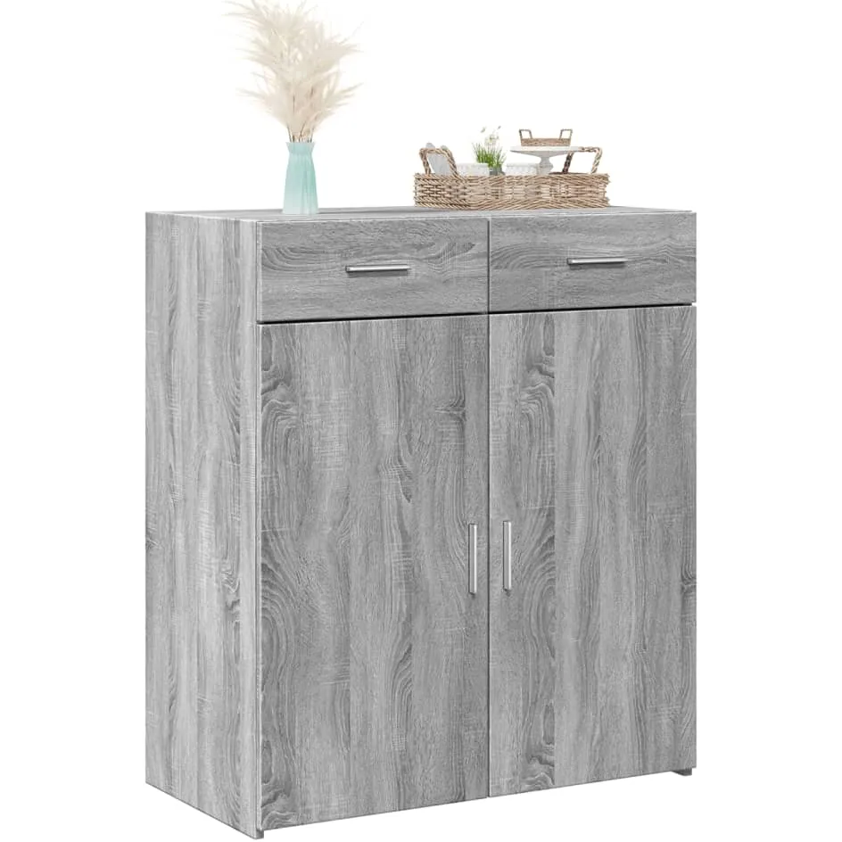 vidaXL Dressoir 80x42,5x93 cm bewerkt hout grijs sonoma eikenkleurig