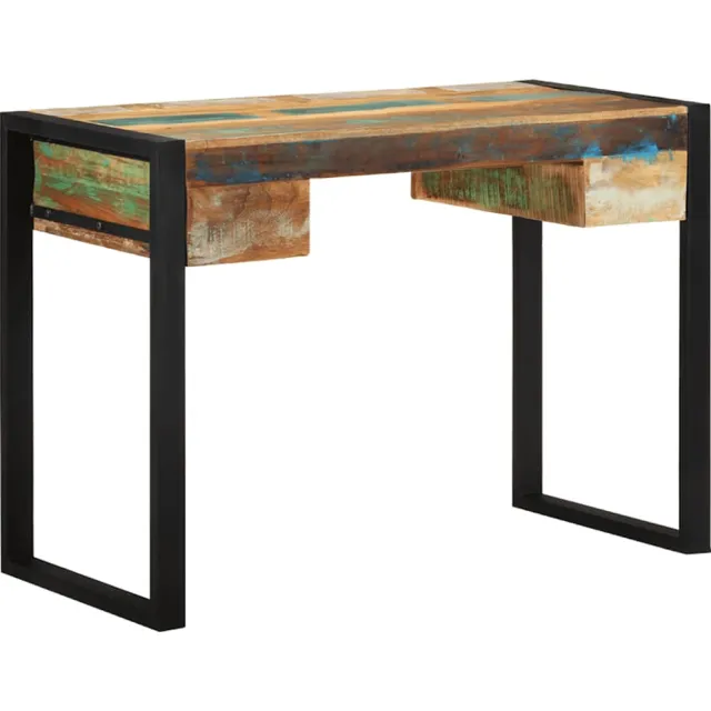 vidaXL Bureau massief gerecycled hout Meerkleurig