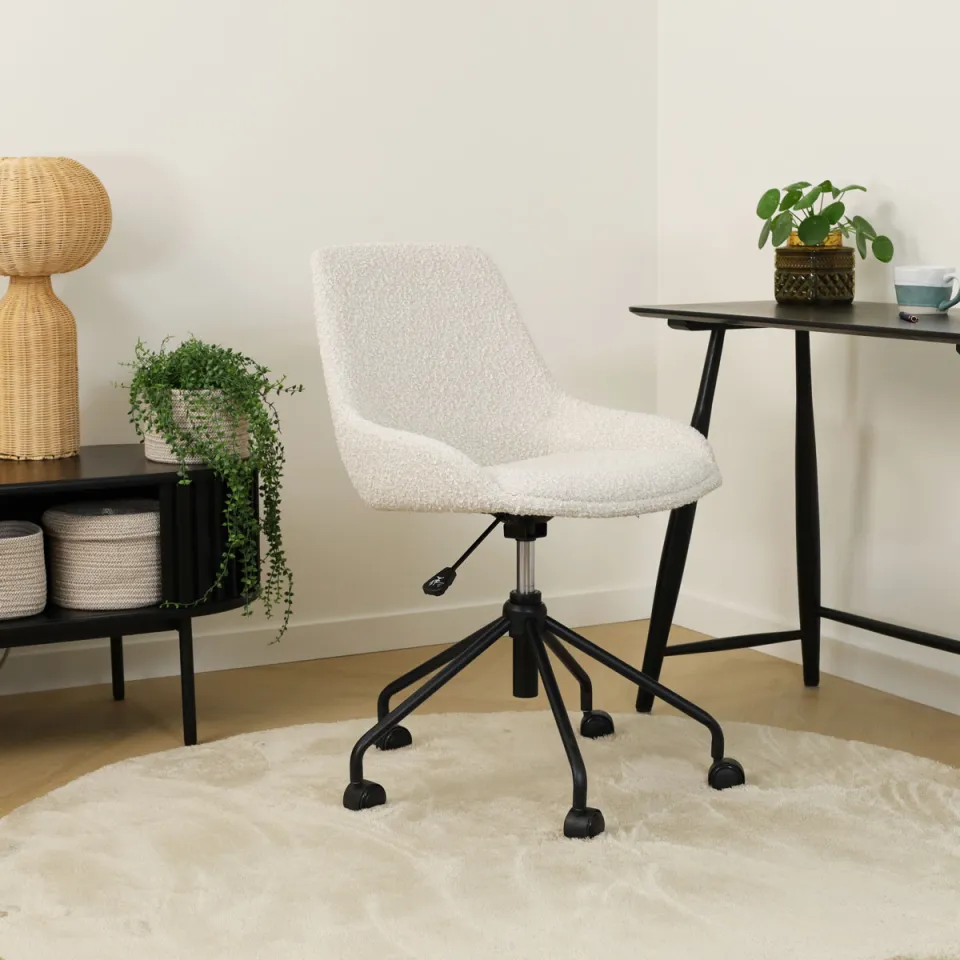 Nolon Nout-Isa bureaustoel bouclé beige - zwart onderstel, foto 2