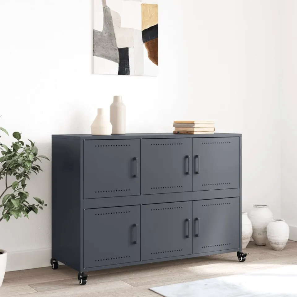 vidaXL Dressoir 100,5x39x72 cm staal antracietkleurig, foto 3