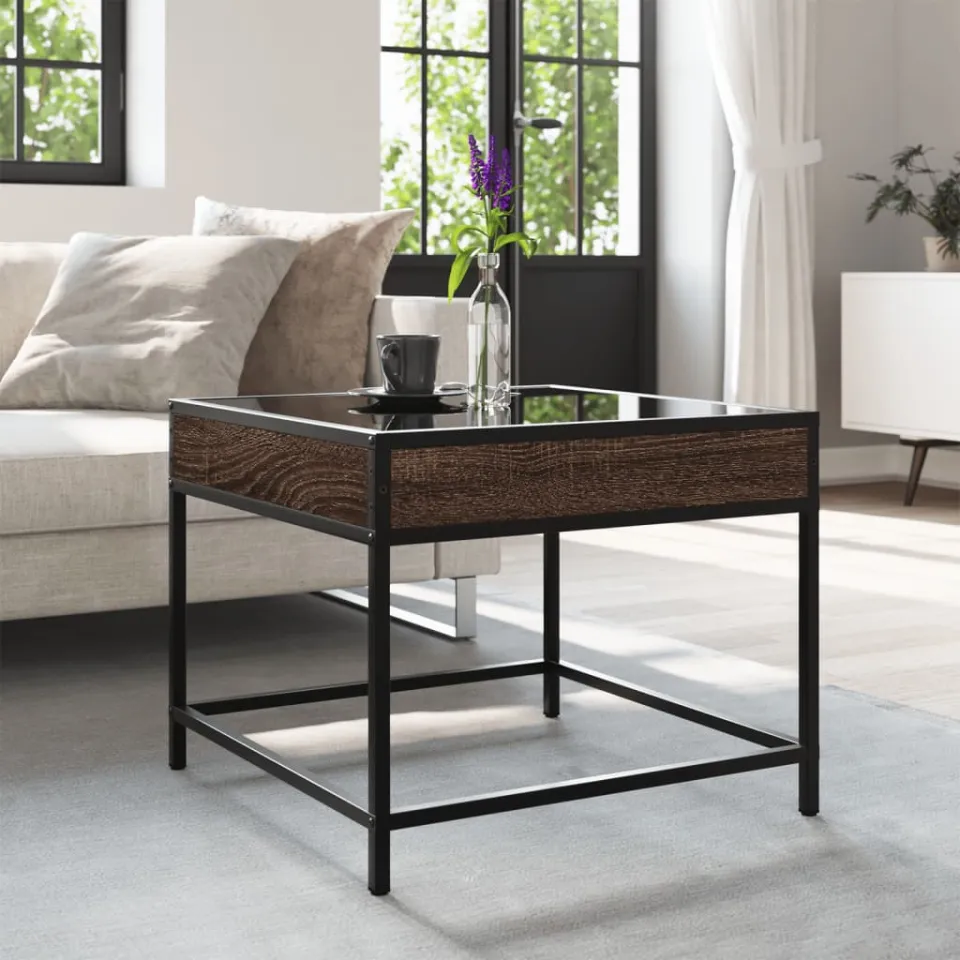 vidaXL Salontafel met Infinity LED 50x50x41 cm bruin eikenkleurig