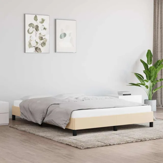 vidaXL Bedframe zonder matras stof crèmekleurig 140x190 cm