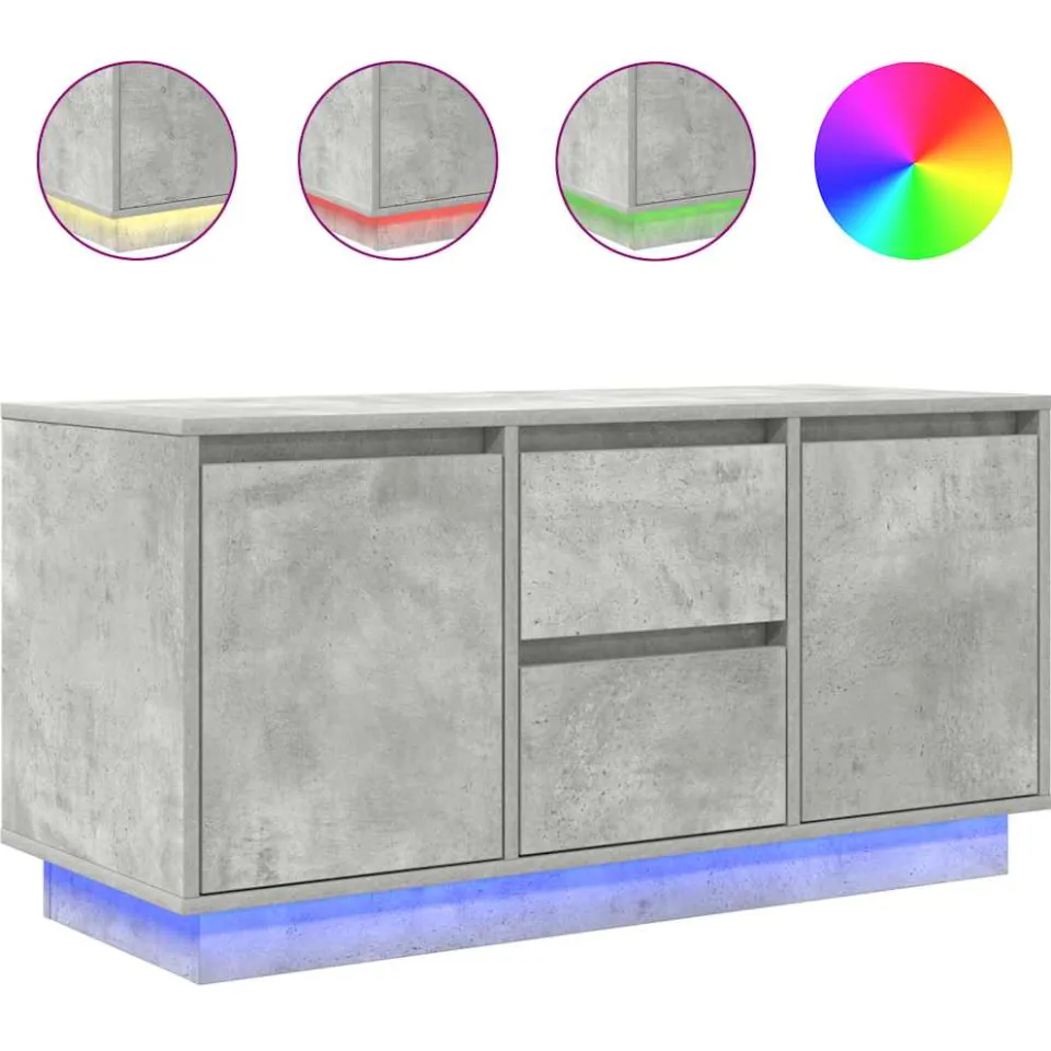 vidaXL Tv-meubel met LED-verlichting 100x41x50 cm betongrijs grijs, foto 4