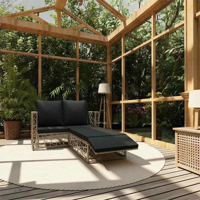 vidaXL 2-delige Loungeset met kussens poly rattan grijs, foto 2