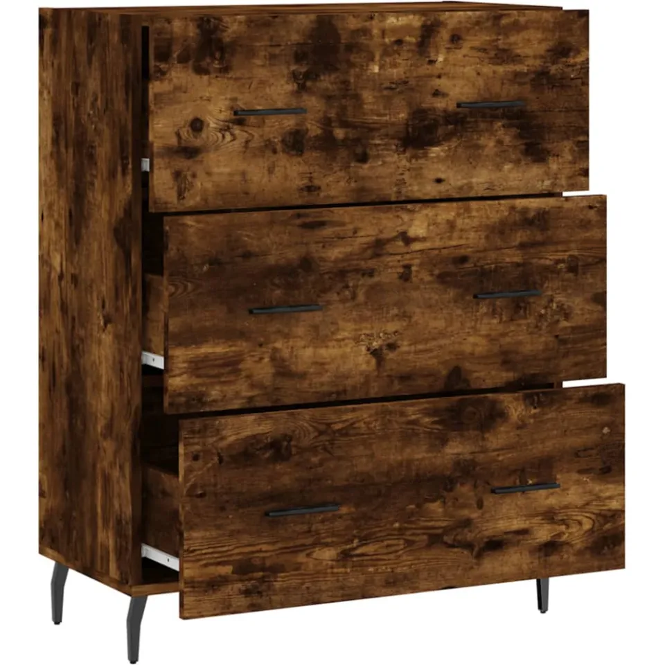 vidaXL Dressoir 69,5x34x90 cm bewerkt hout gerookt eikenkleurig, foto 4