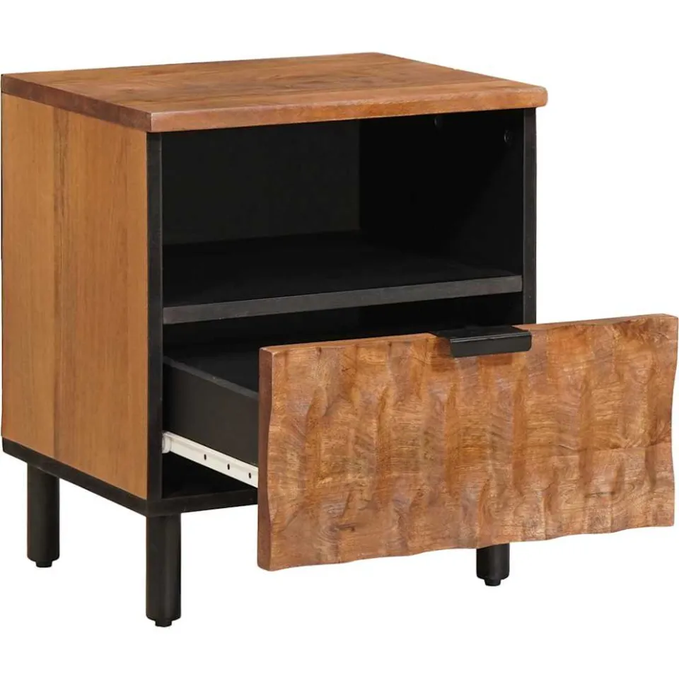vidaXL Nachtkastje met lade Bruin 40 x 33 x 46 cm Massief Mango Hout, foto 2
