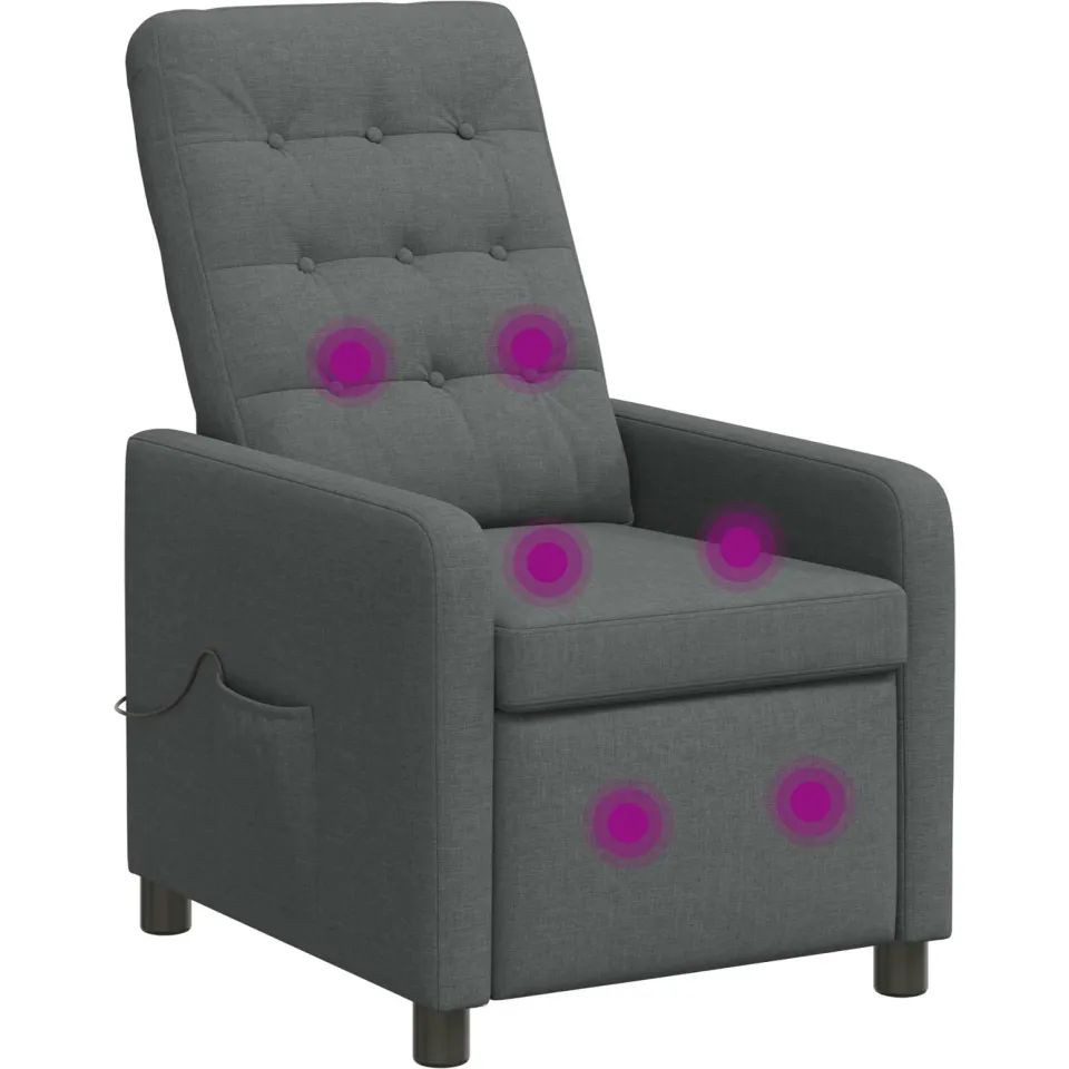 vidaXL Massage-relaxstoel Donkergrijs 65 x 93 x 102 cm Stof, foto 3