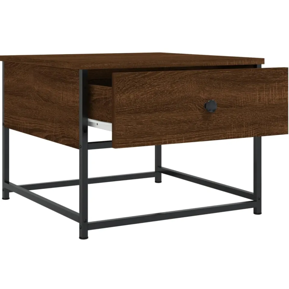 vidaXL Salontafel 51x51x40 cm bewerkt hout bruin eikenkleur