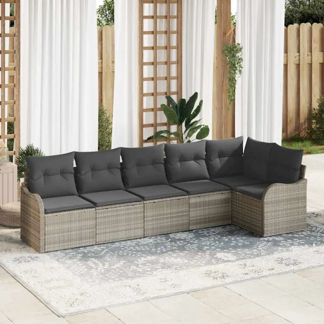 vidaXL Tuin Sofa Set Lichtgrijs poly rattan, foto 2