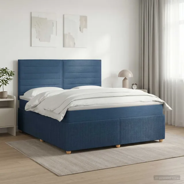 vidaXL Boxspringbed met matras met hoofdeinde Blauw 140 x 200 cm Stof