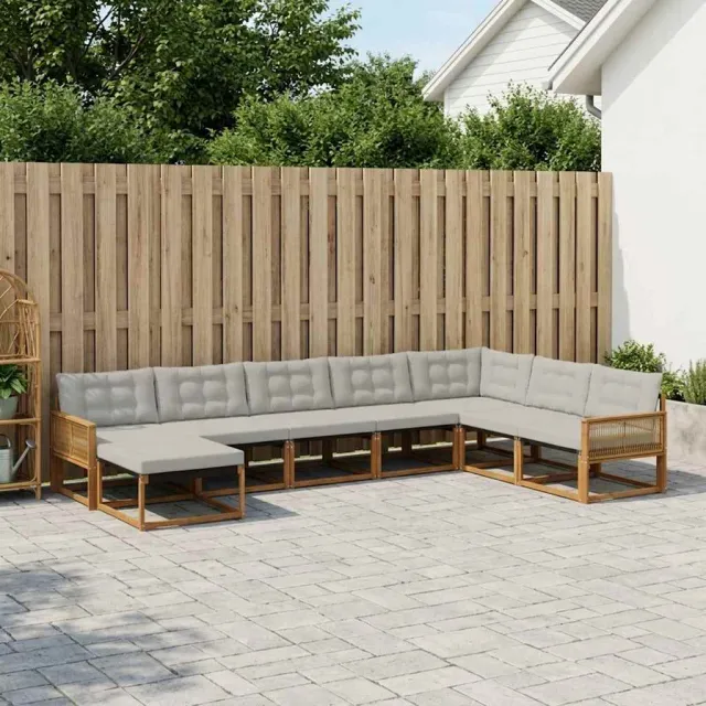 vidaXL Buiten bankenset 8 st 8-zits Naturel en lichtgrijs