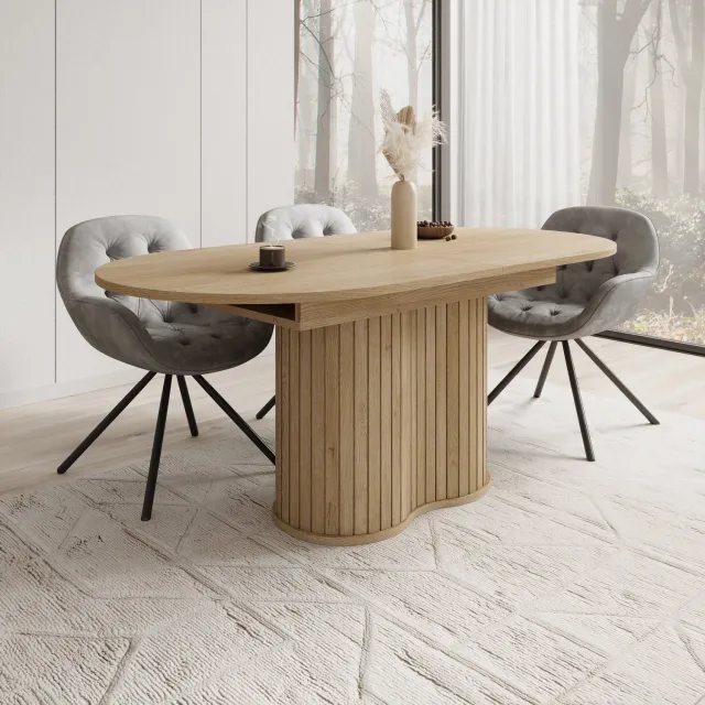 MEUBELLA Loro - Eetkamertafel uitschuifbaar - Eiken - 180-220x90x76cm Bruin