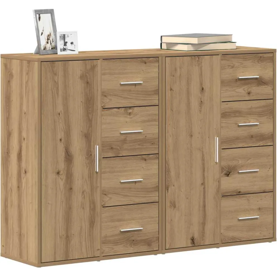vidaXL Dressoir 2 st Artisan Eiken 60 x 31 x 84 cm Bewerkt hout Bruin