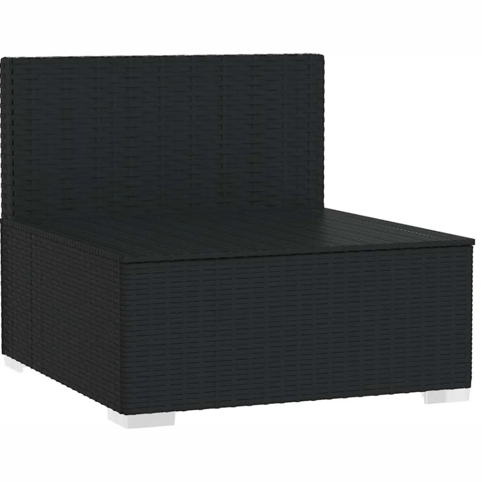 vidaXL Driezitsbank met kussens poly rattan zwart, foto 4