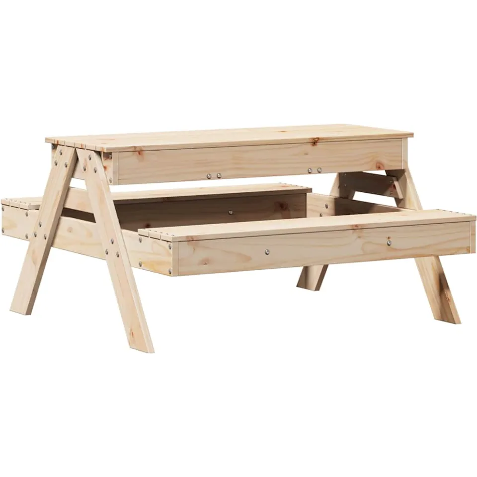 vidaXL Picknicktafel met zandbak voor kinderen massief grenenhout Bruin