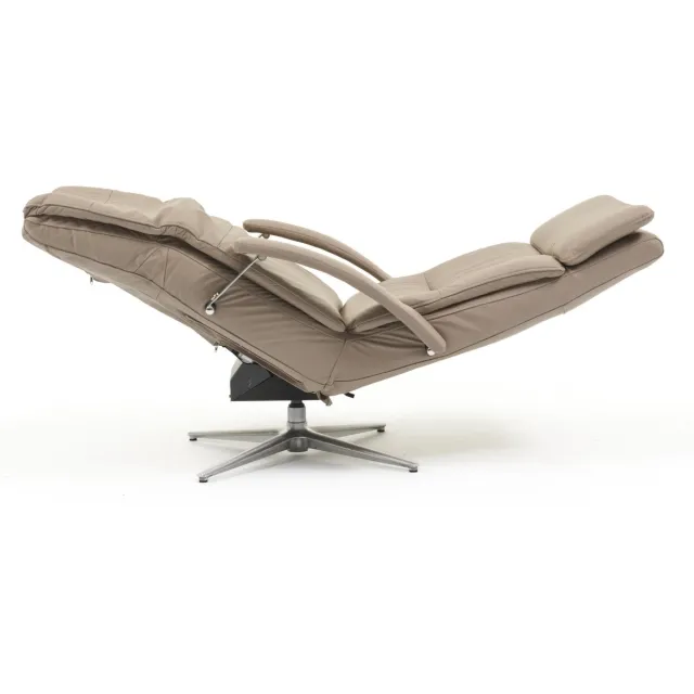 Swiss Relax Zero Gravity Relaxstoel - taupe - leder - gebruiksklaar afgeleverd - elektrisch - zero gravity relax - draaibaar - relaxfauteuil