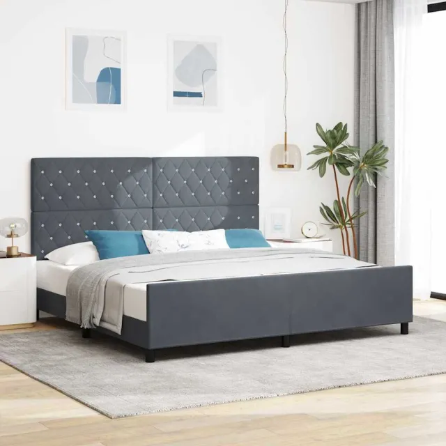 vidaXL Boxspringbed met hoofdeinde Donkergrijs 200 x 200 cm Fluweel