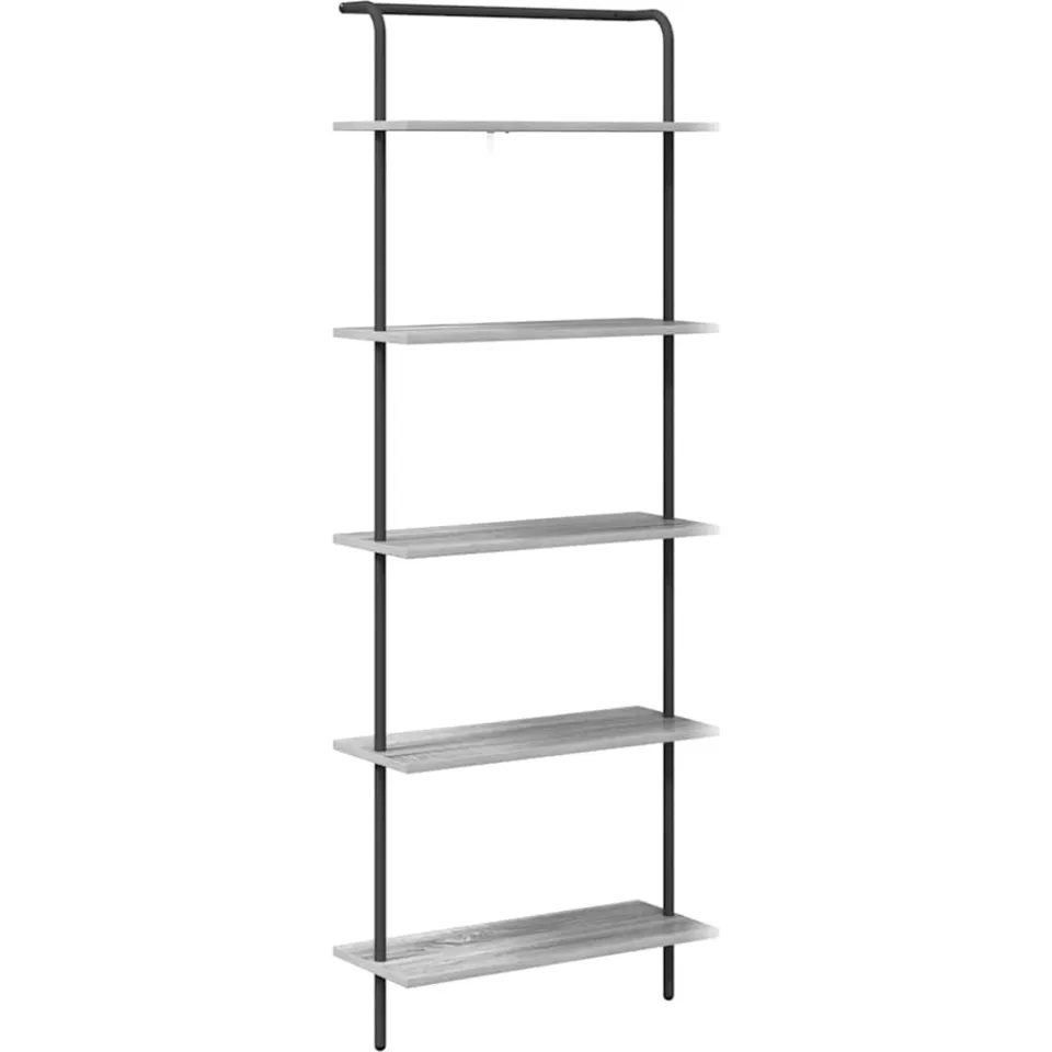 vidaXL Boekenkast 5-laags 60 x 24 x 168 cm Bewerkt hout Grijs Sonoma, foto 3