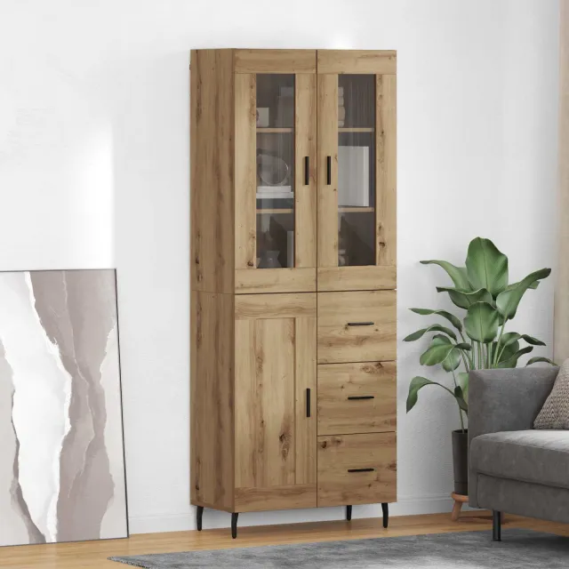 vidaXL Hoge kast 2 st Artisan Eiken 69,5 x 34 x 180 cm Bewerkt hout, foto 2