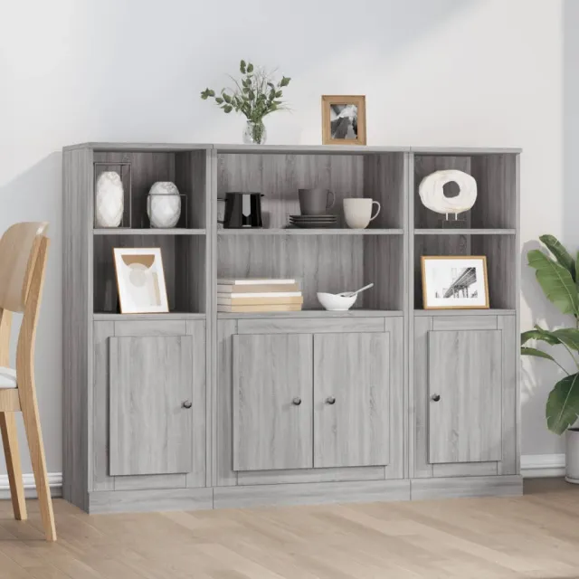 vidaXL Hoge kasten 3 st bewerkt hout sonoma eikenkleurig Bruin
