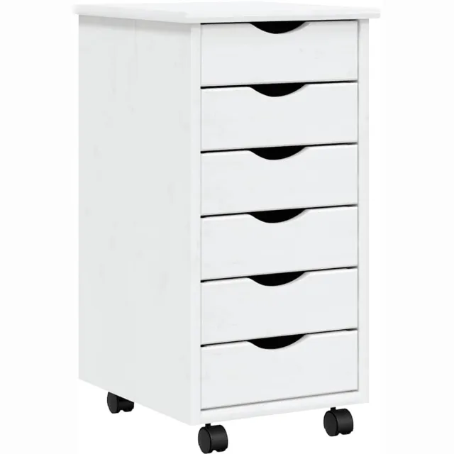vidaXL Ladekast - MOSS - verrijdbaar - massief - grenenhout - wit