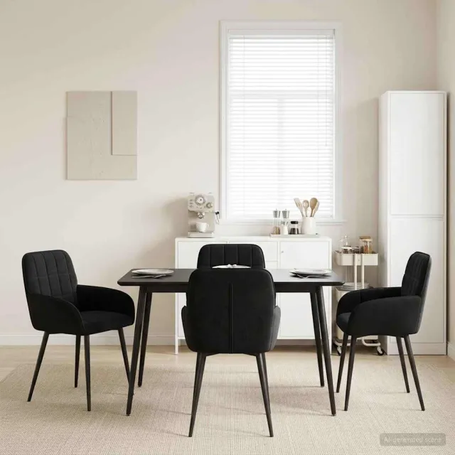vidaXL Eettafelstoelen 4 st fluweel Zwart 56.5 x 50 x 85 cm, foto 2