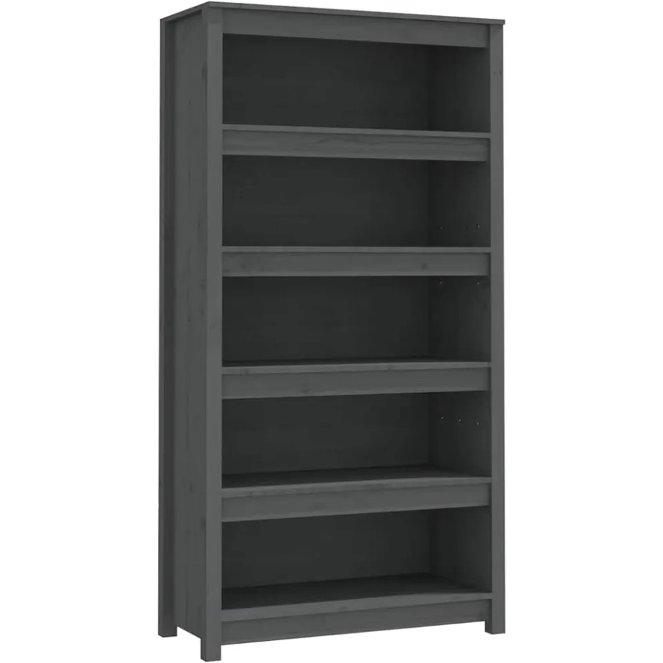 vidaXL Boekenkast 80x35x154 cm massief grenenhout grijs