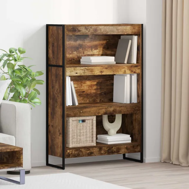 vidaXL Boekenkast 80 x 30 x 121 cm Bewerkt hout Rook Eik bruin, foto 2