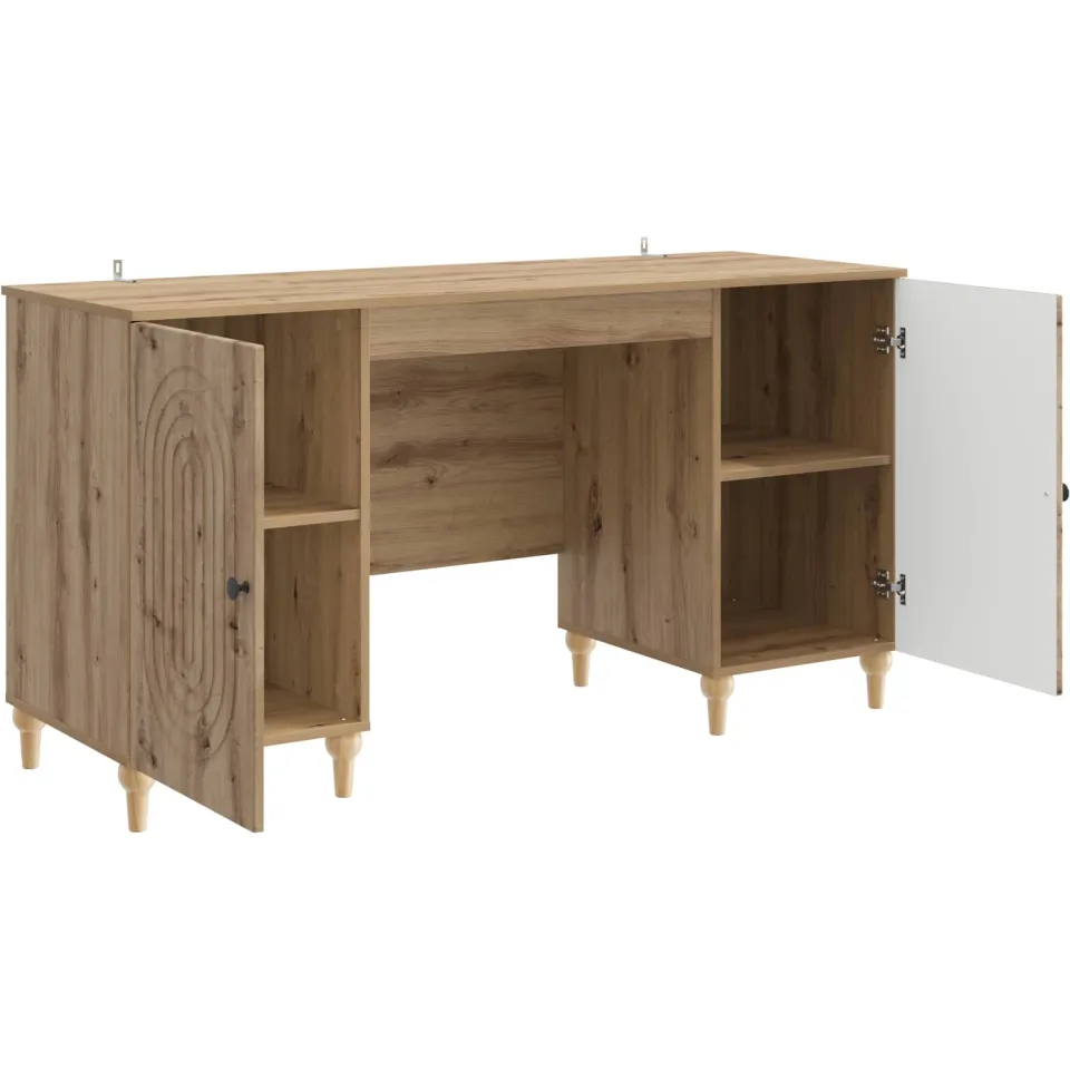 vidaXL Bureau Artisanaal eiken 142,5 x 50 x 75 cm Bewerkt hout, foto 3