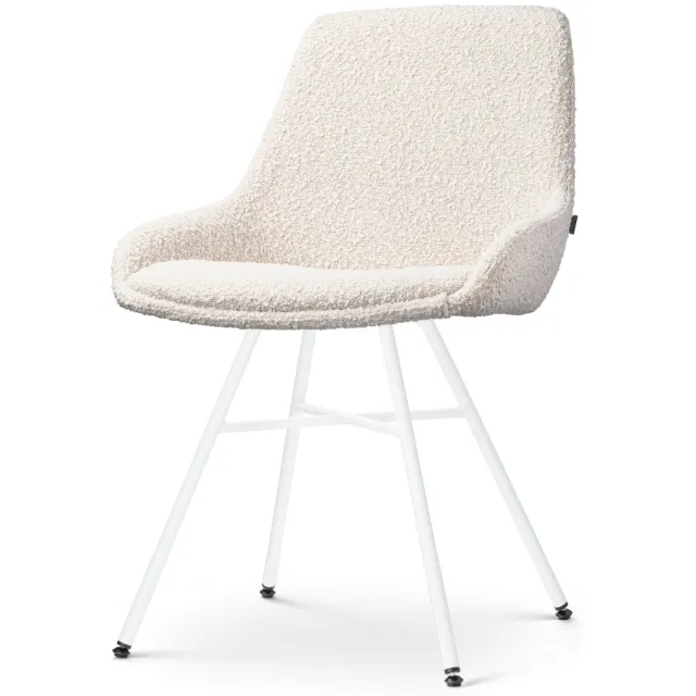 Nolon Noa-Isa eetkamerstoel bouclé beige - wit onderstel