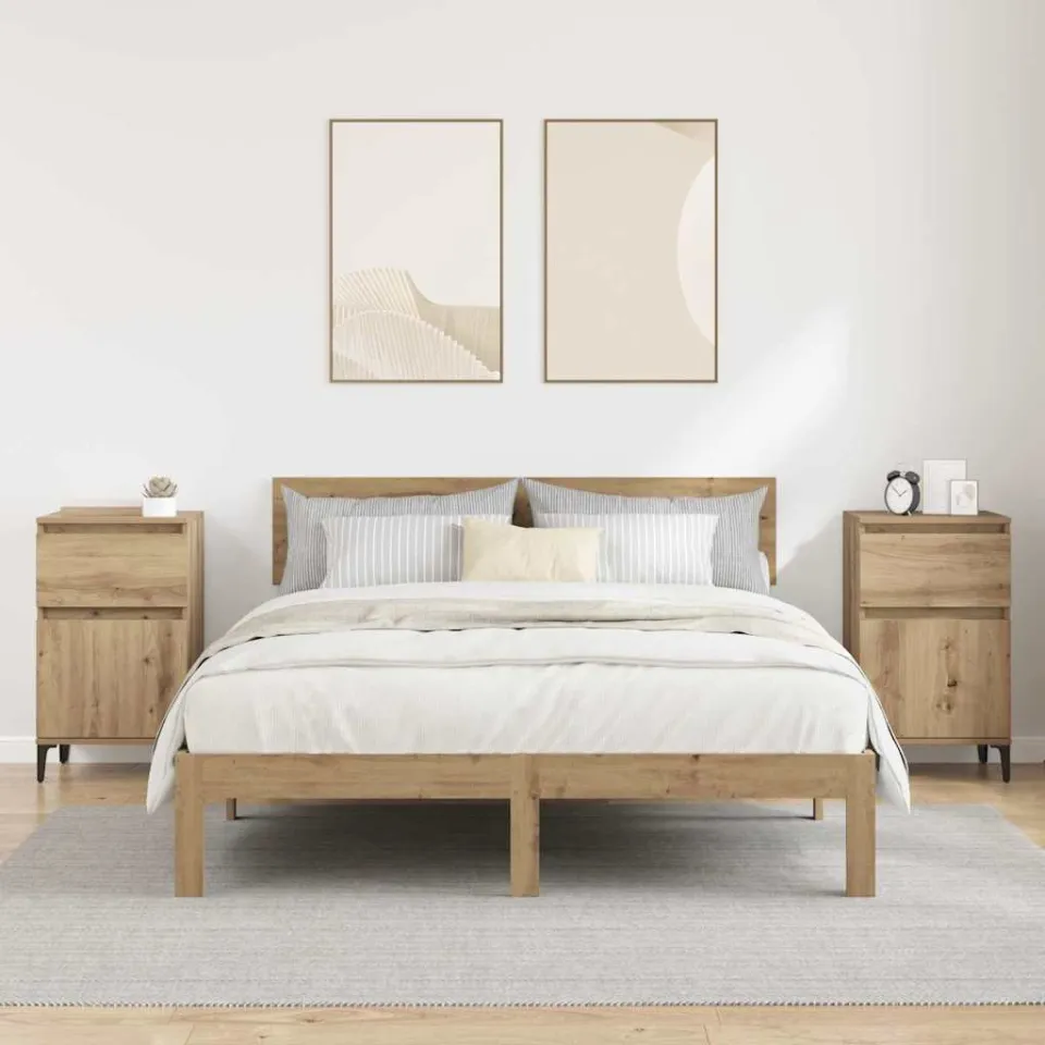 vidaXL Nachtkastje 2 st Artisan Eiken 40 x 35 x 70 cm Bewerkt hout, foto 4