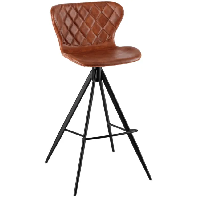 Vega 2x VEGA Barstoel Kansas; 52.5x50x104 cm (BxDxH); zitting cognac, frame zwart; 2 stuk / verpakking