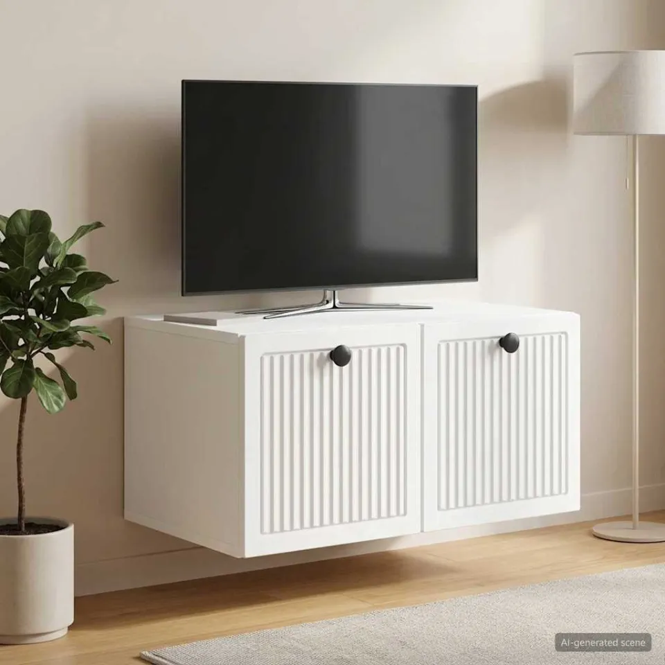 vidaXL Wandbeugel TV-kast Wit 59,5 x 41 x 30 cm Bewerkt hout, foto 4