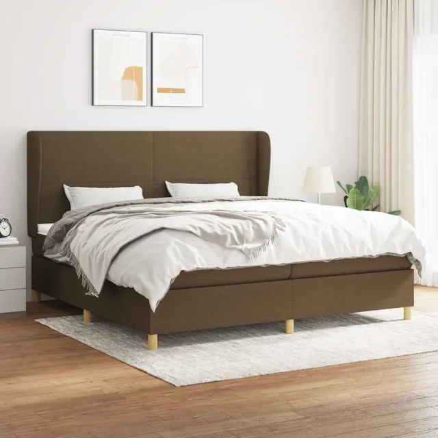vidaXL Boxspring met matras stof donkerbruin 200x200 cm bruin