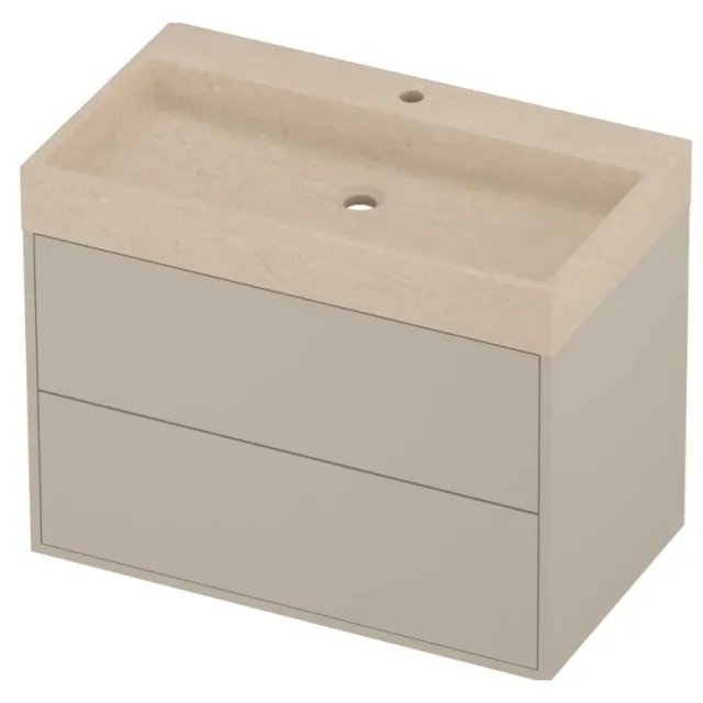 Proline Evoli Badmeubelset Hardsteen Loft 1 Kraangat Voor Grepen 80x46x62 cm Sand Stone Soft Linen Beige