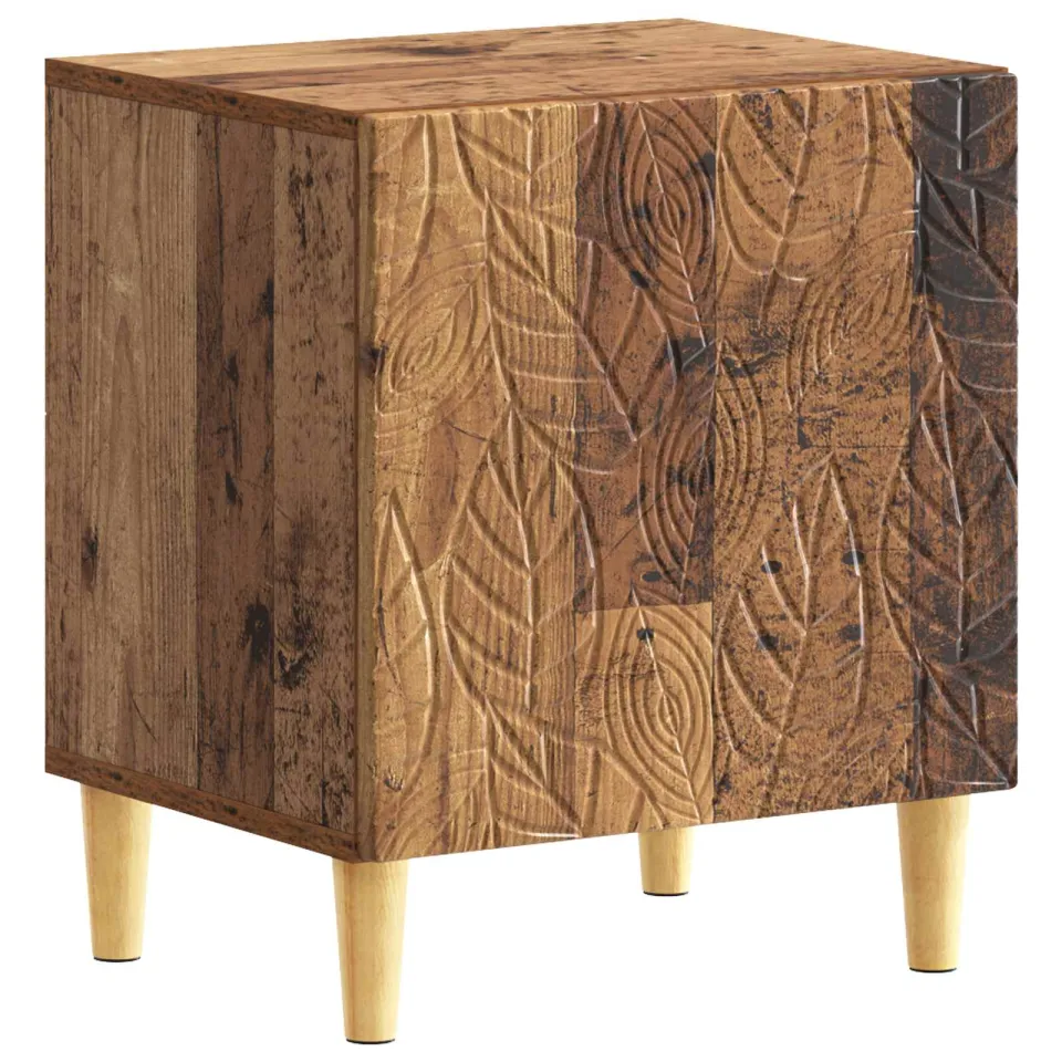 vidaXL Nachtkastje 2 st Oud hout 43 x 34,5 x 50 cm Bewerkt hout bruin, foto 4