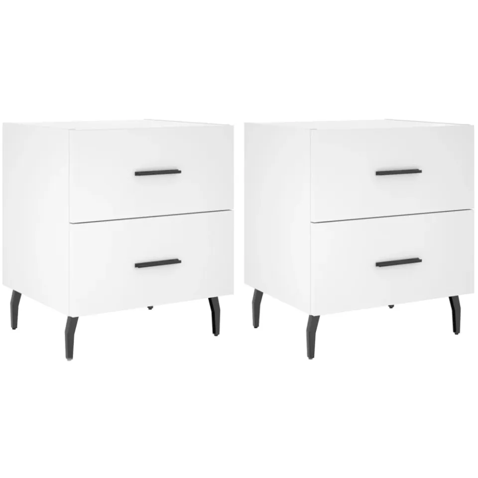vidaXL Nachtkastjes 2 st 40x35x47,5 cm bewerkt hout wit, foto 3